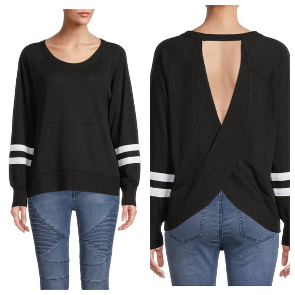 No Boundaries Juniors’ Elegant Black/White Soft Open Back Pullover Size Large - Picture 1 of 5